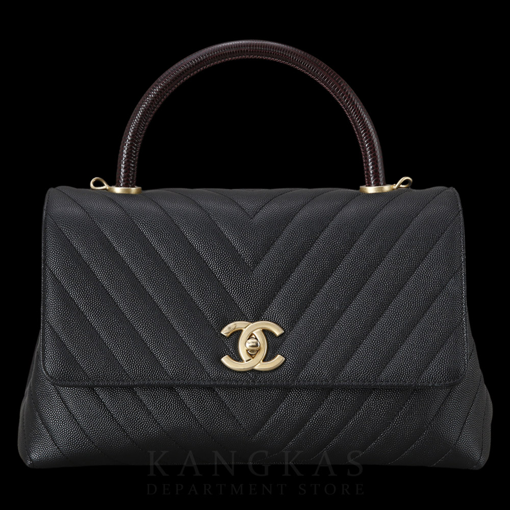 CHANEL(USED)샤넬 쉐브론 코코핸들 미듐 리자드핸들