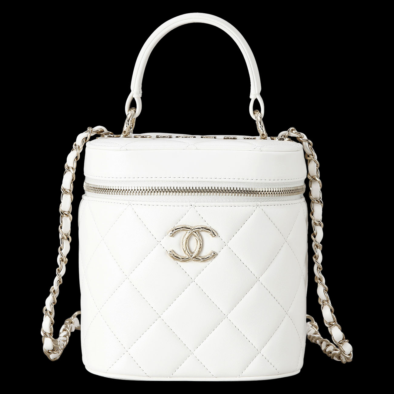 CHANEL(USED)샤넬 시즌 램스킨 베니티 화이트