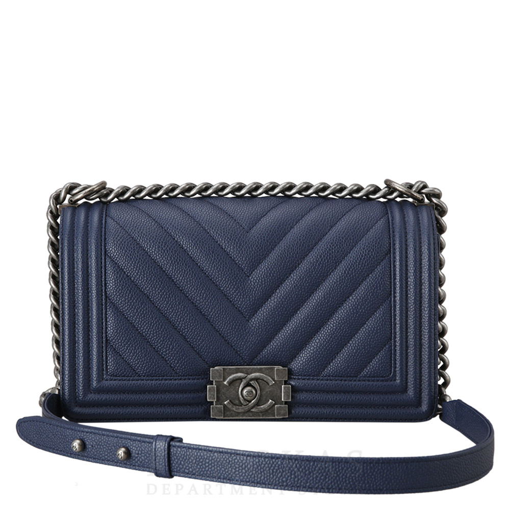 CHANEL(USED)샤넬 캐비어 쉐브론 보이샤넬 미듐