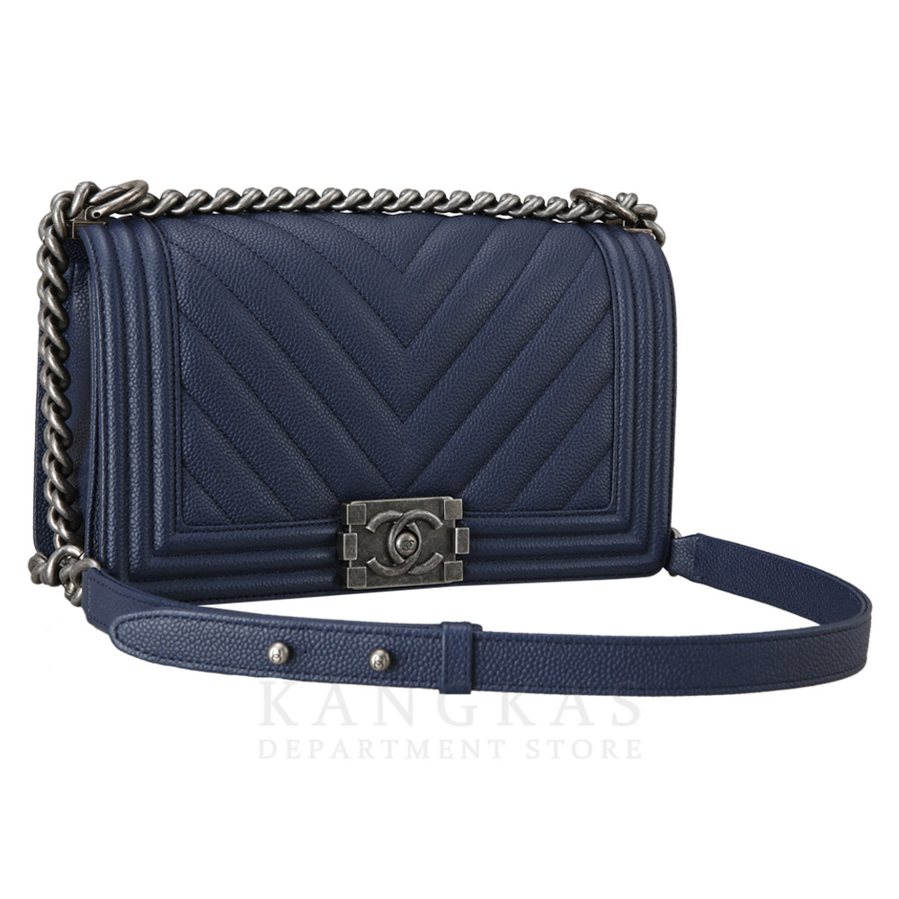 CHANEL(USED)샤넬 캐비어 쉐브론 보이샤넬 미듐