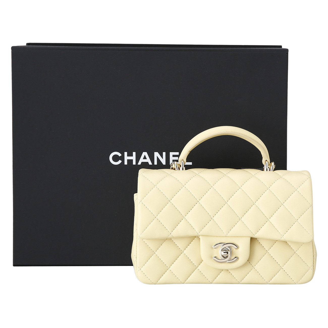 CHANEL(USED)샤넬 램스킨 클래식 뉴미니 탑핸들