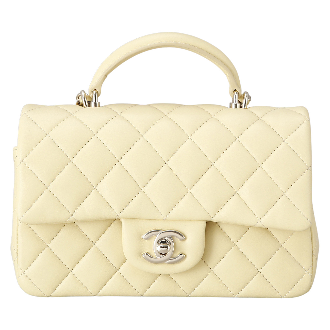 CHANEL(USED)샤넬 램스킨 클래식 뉴미니 탑핸들