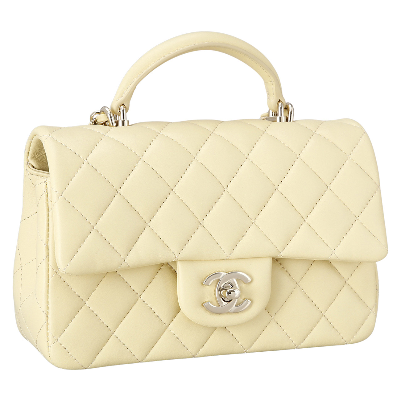 CHANEL(USED)샤넬 램스킨 클래식 뉴미니 탑핸들