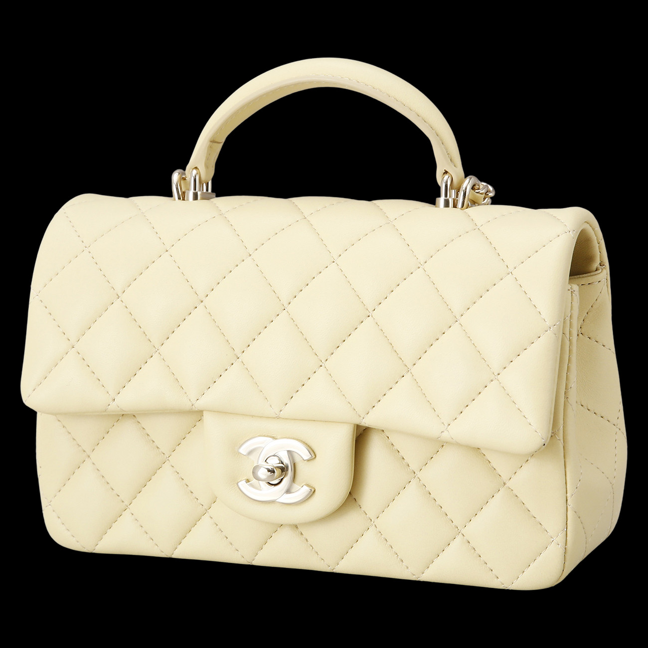 CHANEL(USED)샤넬 램스킨 클래식 뉴미니 탑핸들