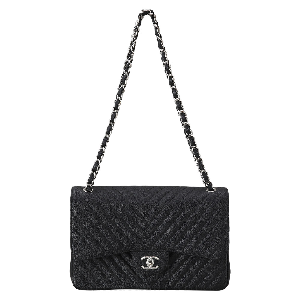 CHANEL(USED)샤넬 캐비어 쉐브론 클래식 라지 플랩백