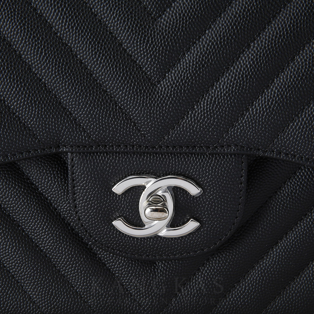 CHANEL(USED)샤넬 캐비어 쉐브론 클래식 라지 플랩백