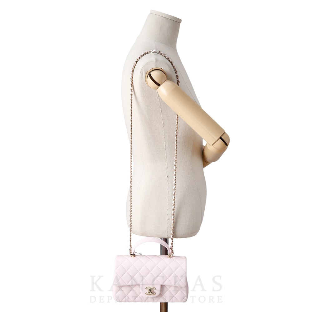 CHANEL(USED)샤넬 램스킨 클래식 뉴미니 탑핸들