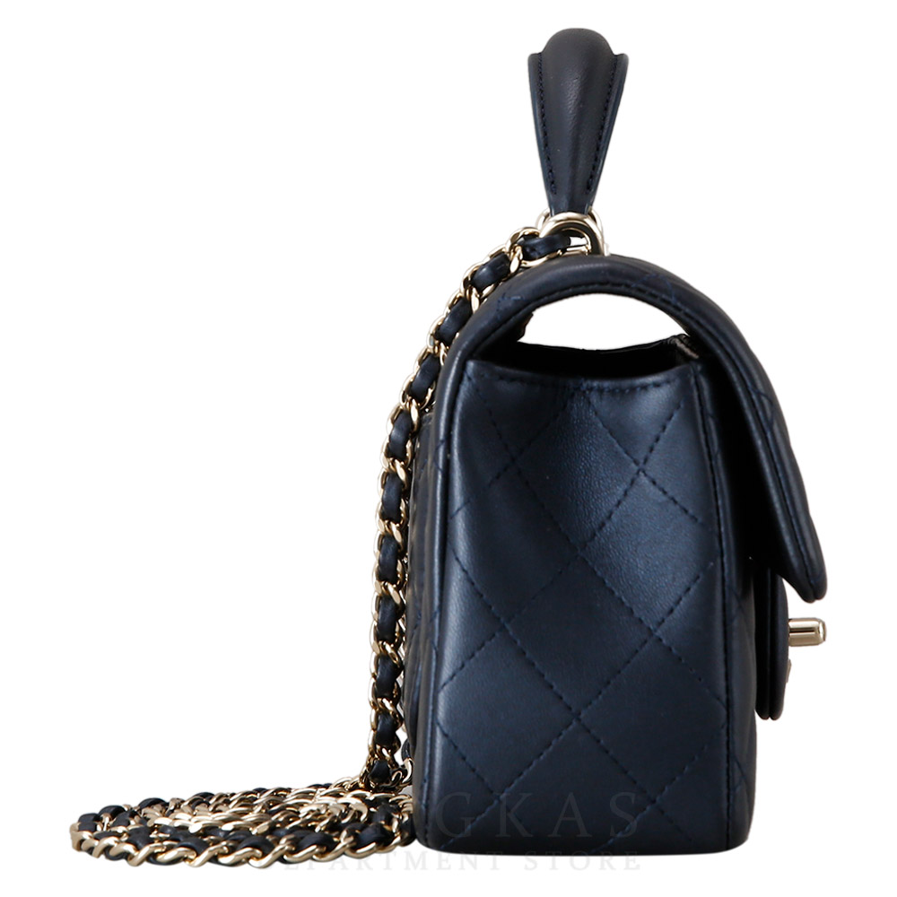 CHANEL(USED)샤넬 램스킨 클래식 뉴미니 탑핸들