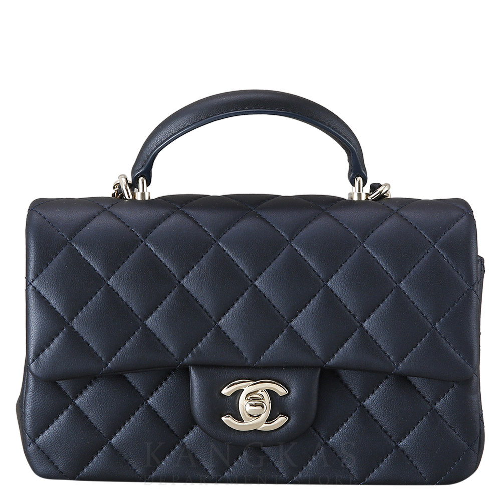 CHANEL(USED)샤넬 램스킨 클래식 뉴미니 탑핸들