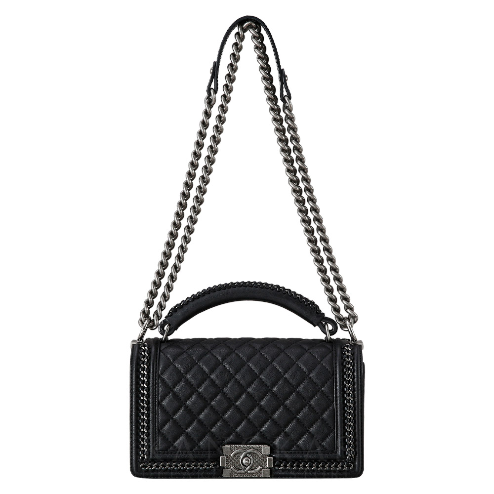 CHANEL(USED)샤넬 시즌 탑핸들 보이샤넬 미듐 플랩백