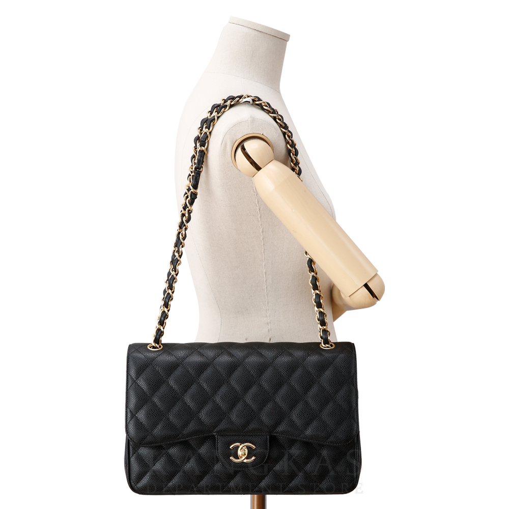 CHANEL(USED)샤넬 클래식 캐비어 점보 금장