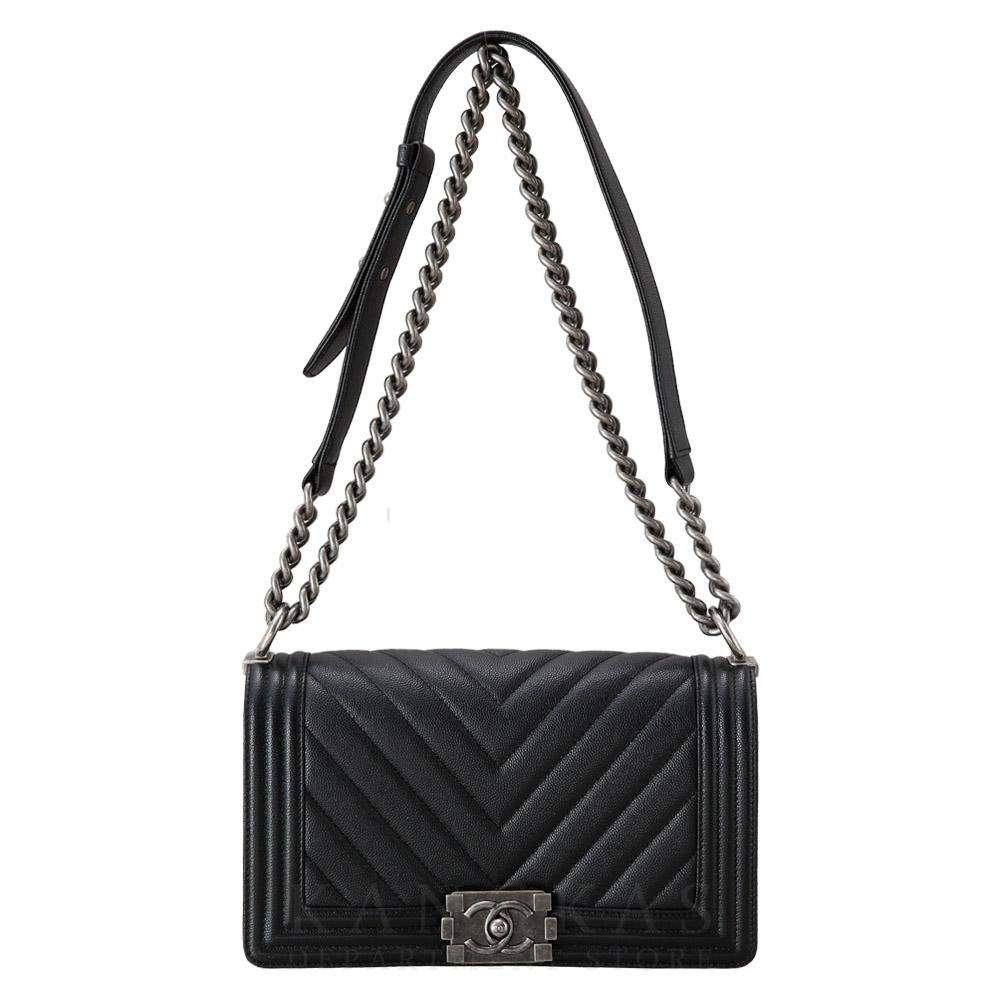 CHANEL(USED)샤넬 캐비어 쉐브론 보이샤넬 미듐