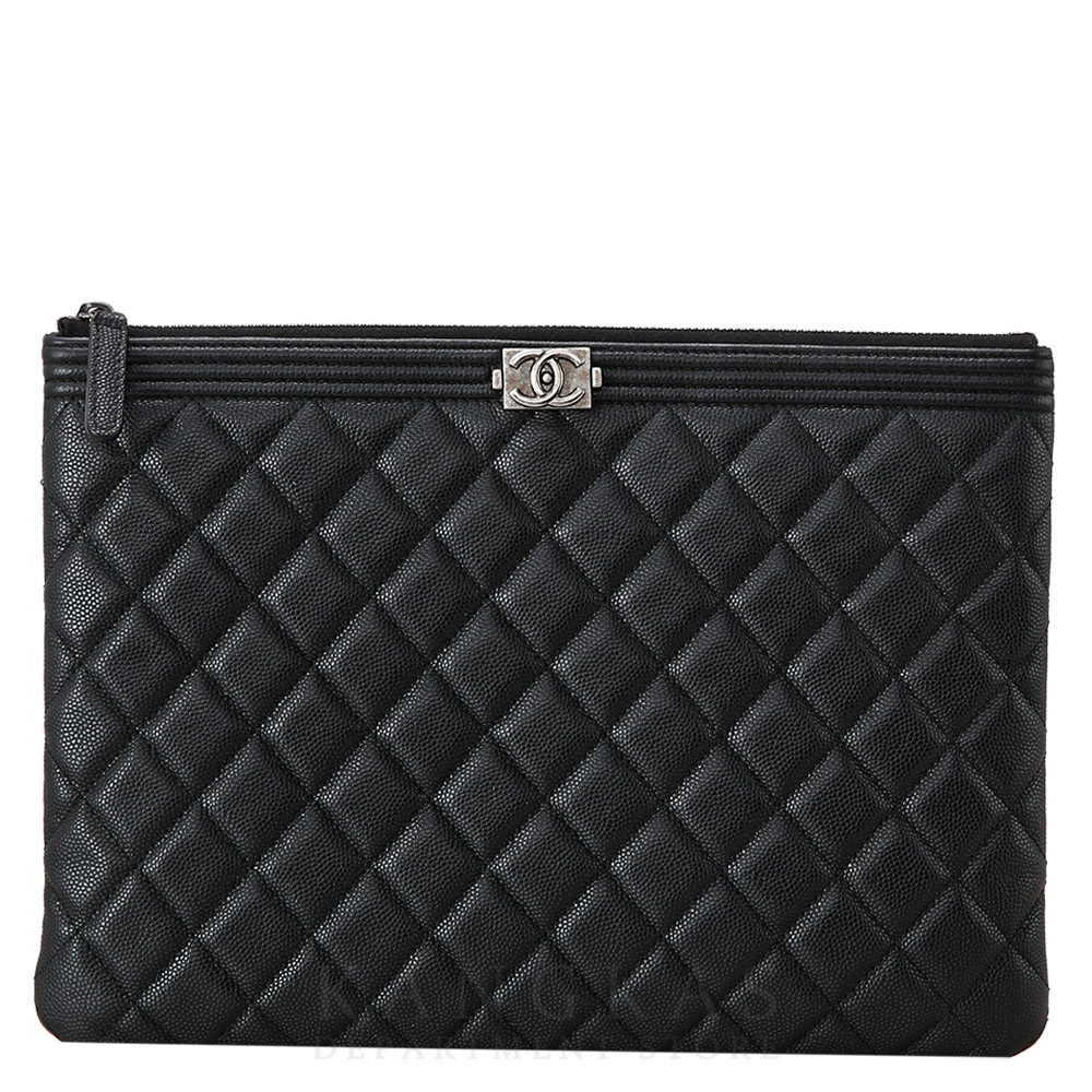 CHANEL(USED)샤넬 캐비어 보이샤넬 클러치 미듐 은장