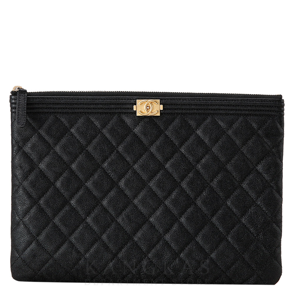 CHANEL(USED)샤넬 캐비어 보이샤넬 클러치 미듐 금장