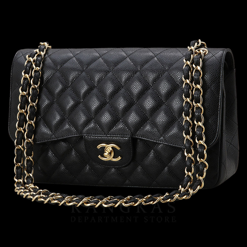 CHANEL(USED)샤넬 클래식 캐비어 점보 블랙 금장