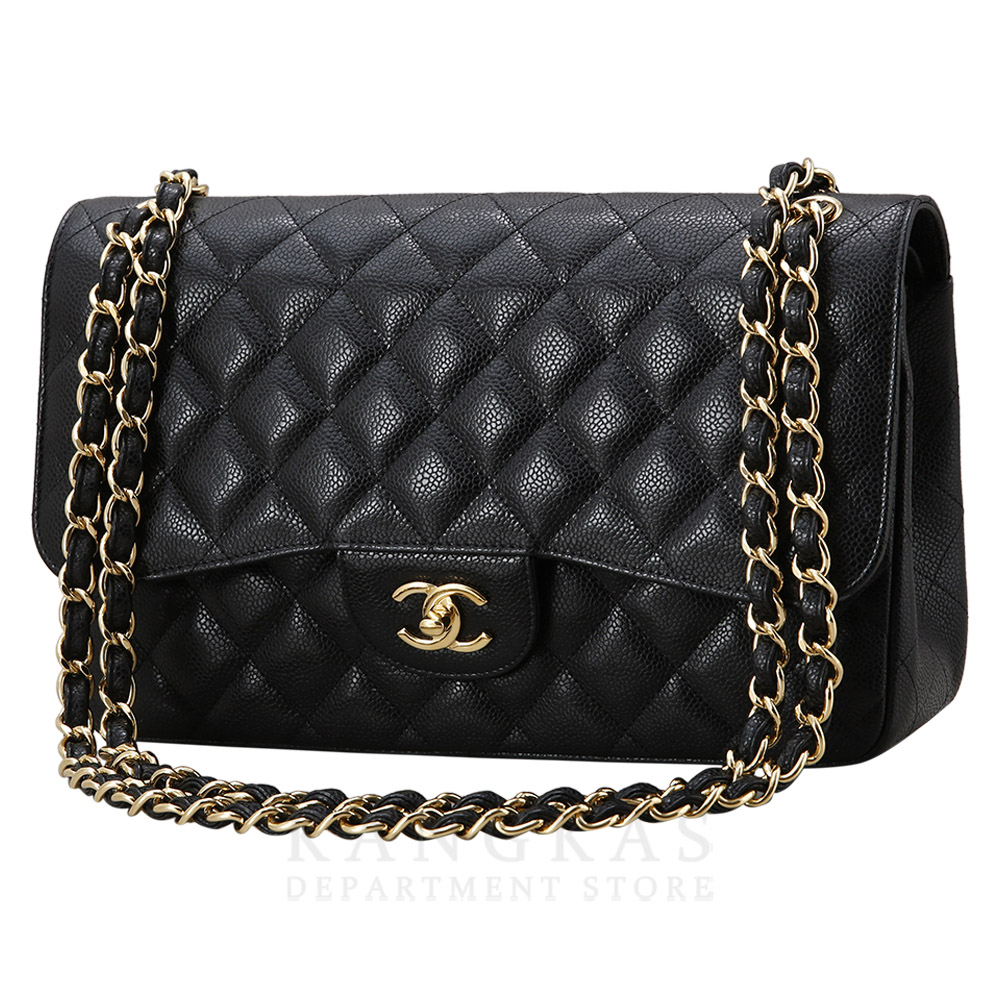 CHANEL(USED)샤넬 클래식 캐비어 점보 블랙 금장