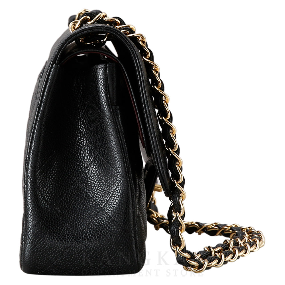 CHANEL(USED)샤넬 클래식 캐비어 점보 블랙 금장