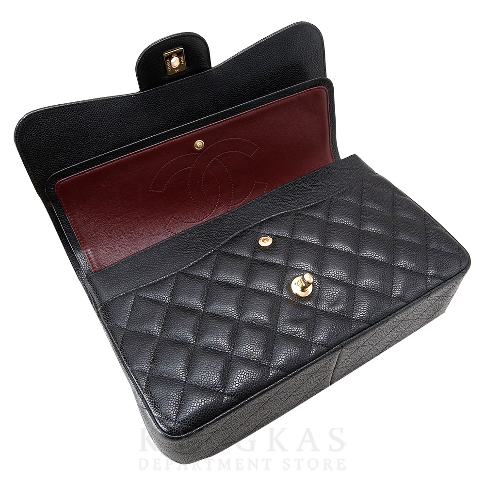 CHANEL(USED)샤넬 클래식 캐비어 점보 블랙 금장
