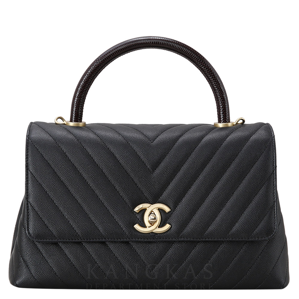 CHANEL(USED)샤넬 쉐브론 코코핸들 미듐 리자드핸들