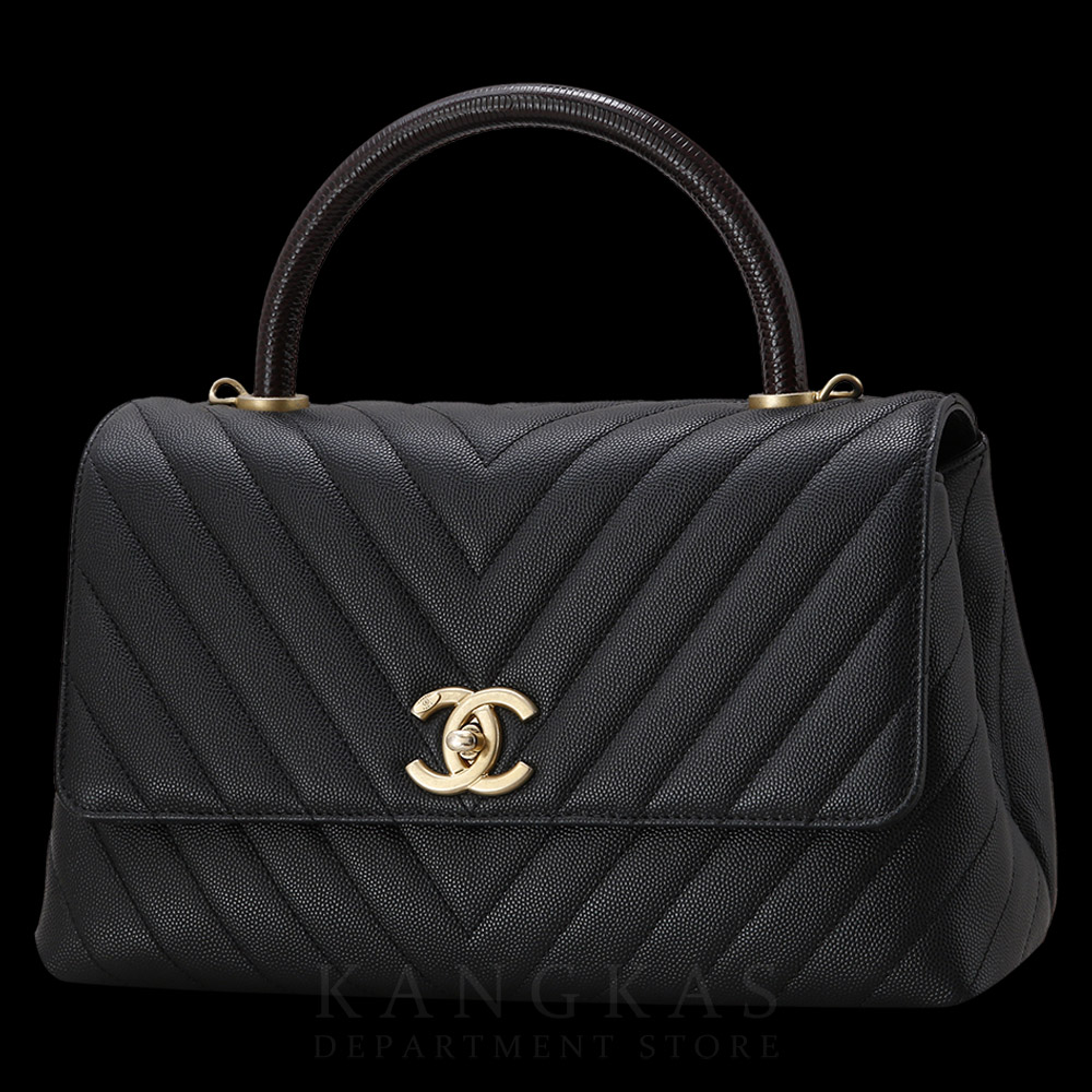 CHANEL(USED)샤넬 쉐브론 코코핸들 미듐 리자드핸들