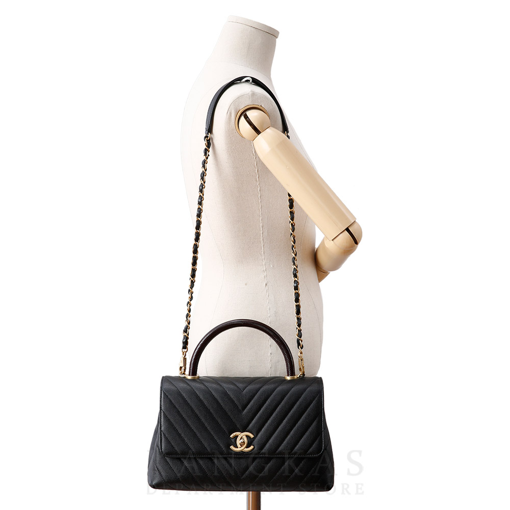 CHANEL(USED)샤넬 쉐브론 코코핸들 미듐 리자드핸들