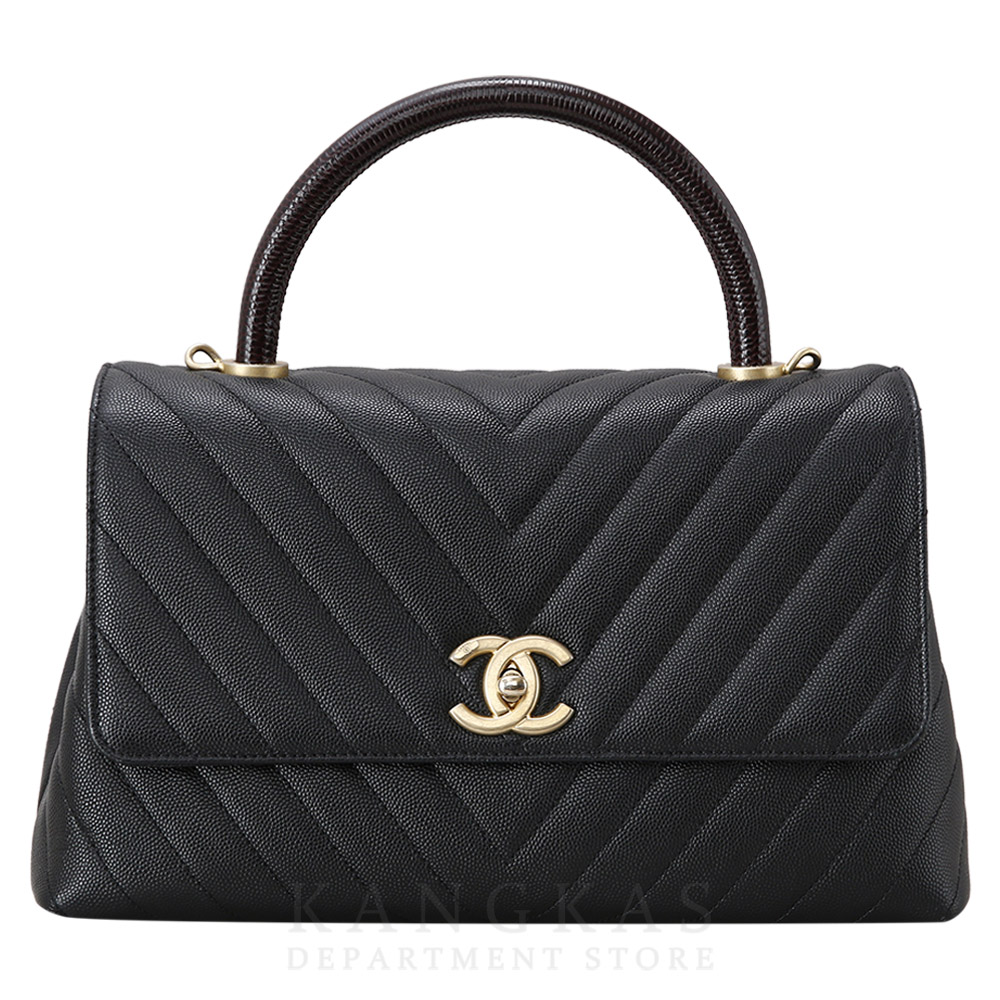 CHANEL(USED)샤넬 쉐브론 코코핸들 미듐 리자드핸들