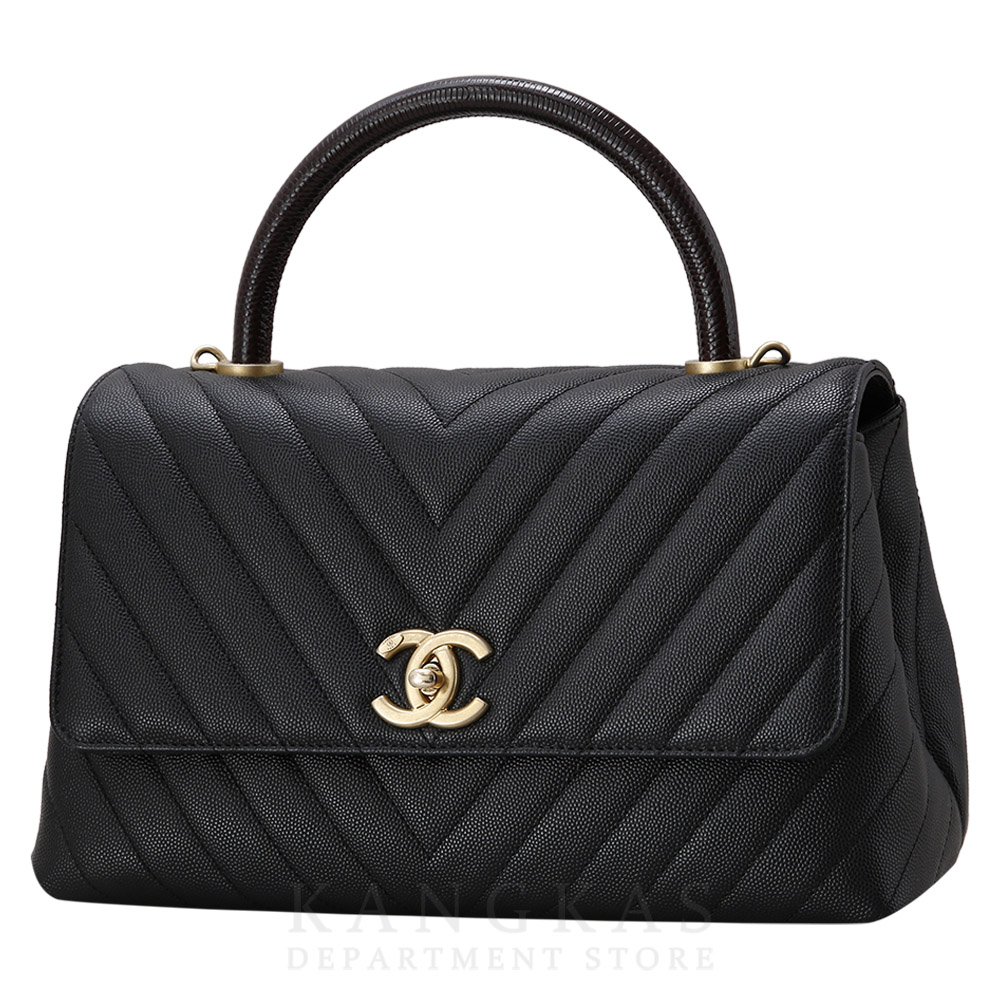 CHANEL(USED)샤넬 쉐브론 코코핸들 미듐 리자드핸들