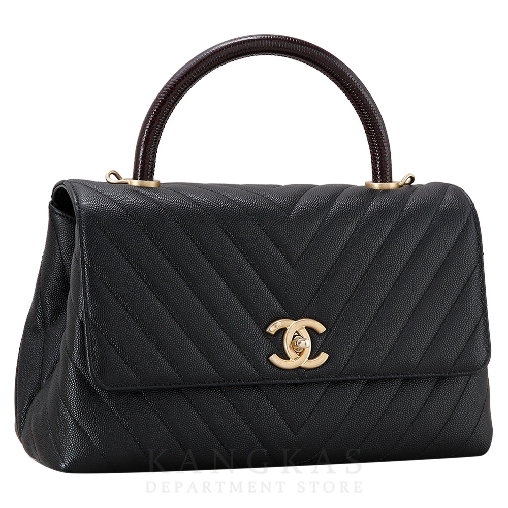 CHANEL(USED)샤넬 쉐브론 코코핸들 미듐 리자드핸들