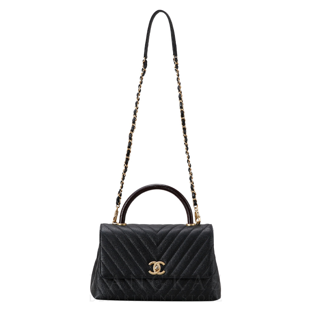 CHANEL(USED)샤넬 쉐브론 코코핸들 미듐 리자드핸들