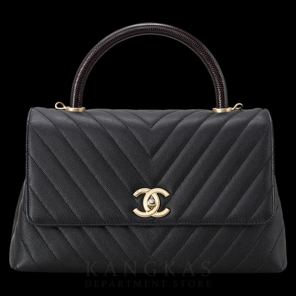 CHANEL(USED)샤넬 쉐브론 코코핸들 미듐 리자드핸들