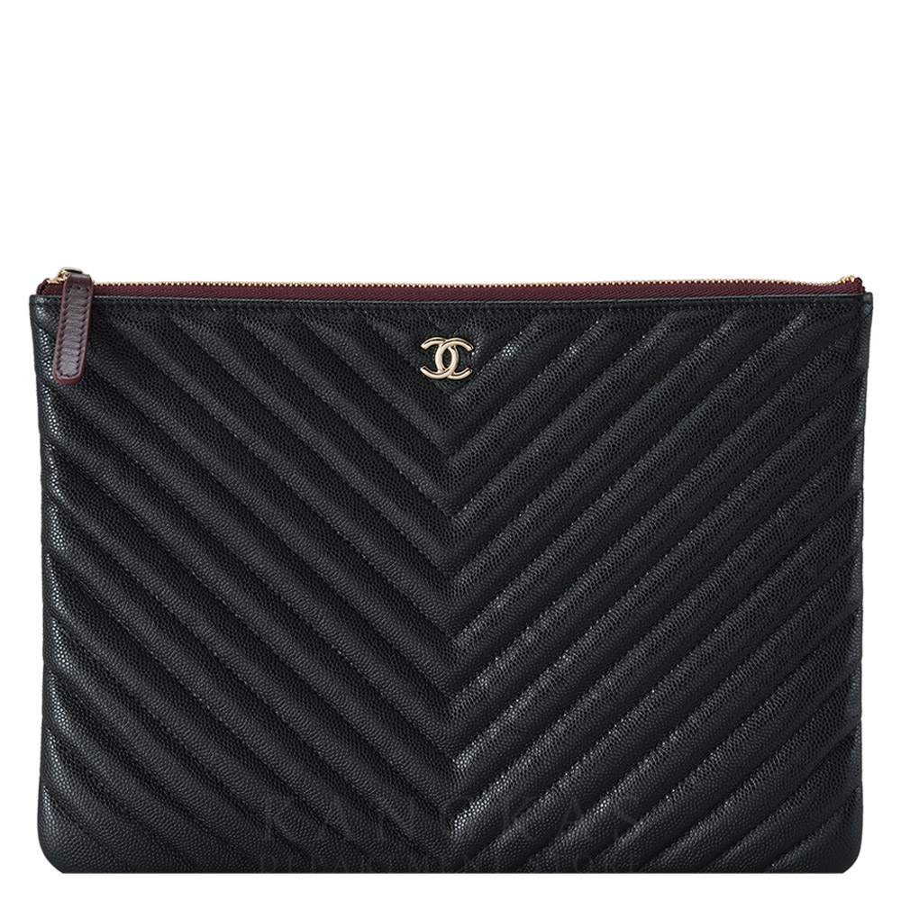 CHANEL(USED)샤넬 A82545 캐비어 쉐브론 클러치 뉴미듐