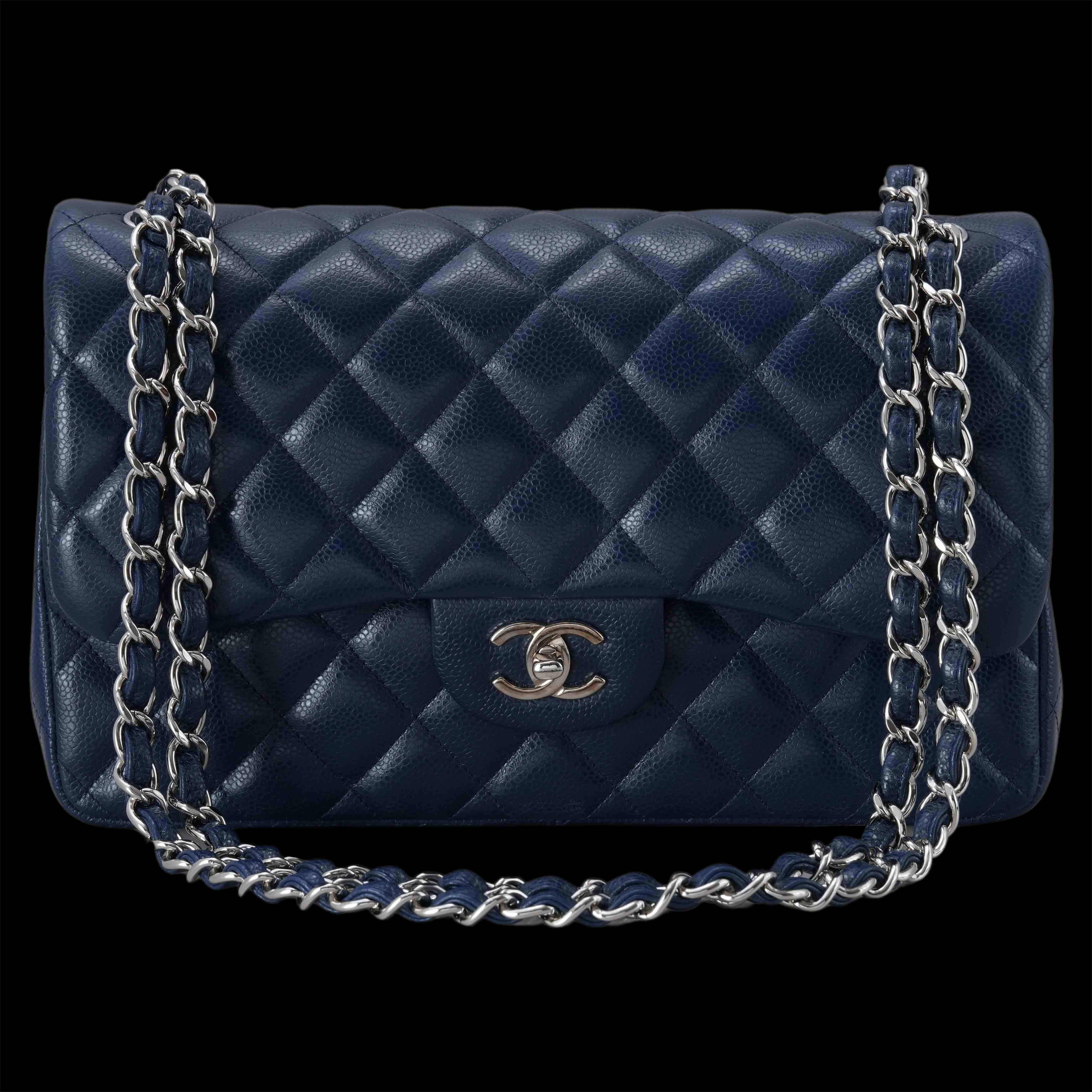 CHANEL(USED)샤넬 캐비어 클래식 라지 플랩백 네이비
