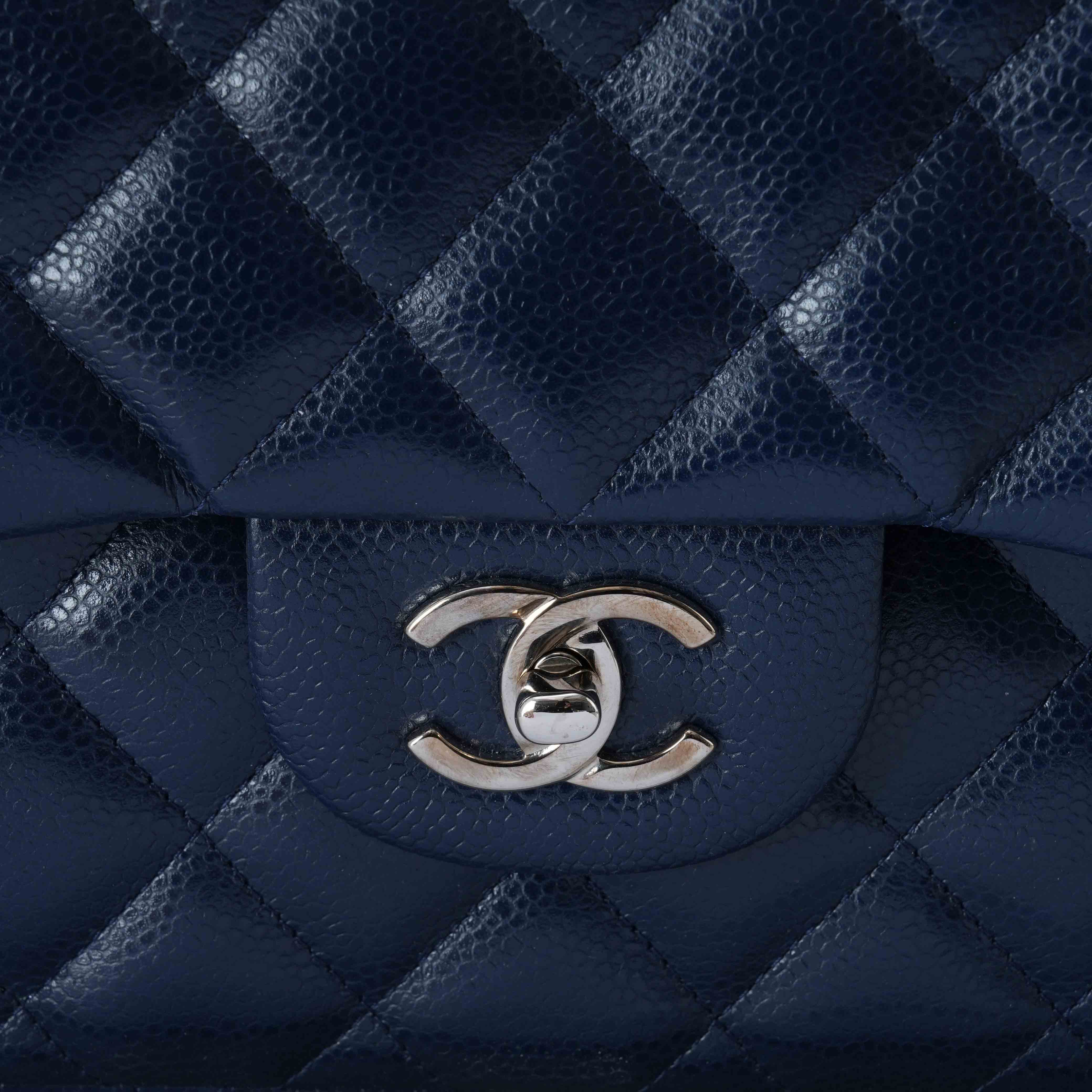 CHANEL(USED)샤넬 캐비어 클래식 라지 플랩백 네이비