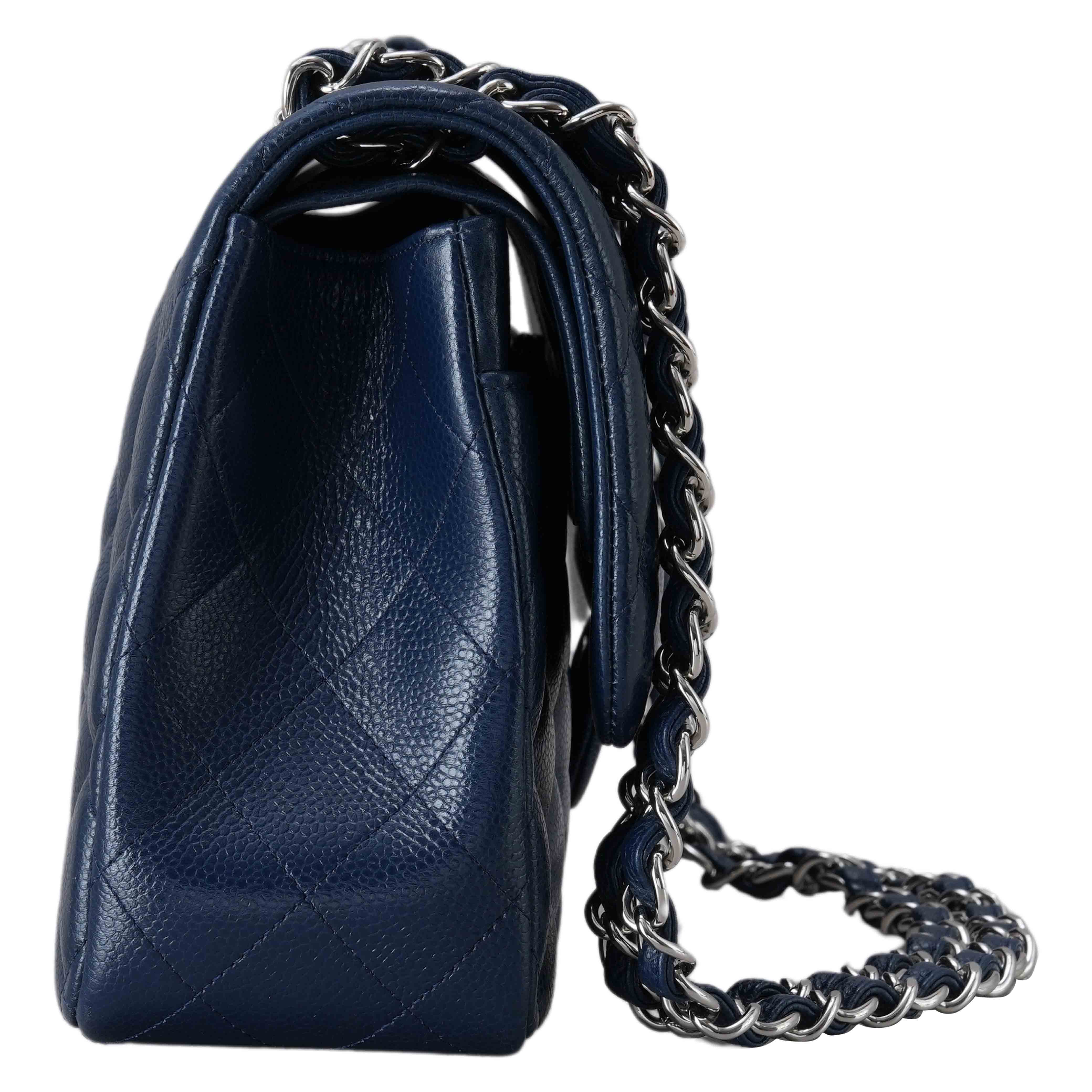 CHANEL(USED)샤넬 캐비어 클래식 라지 플랩백 네이비