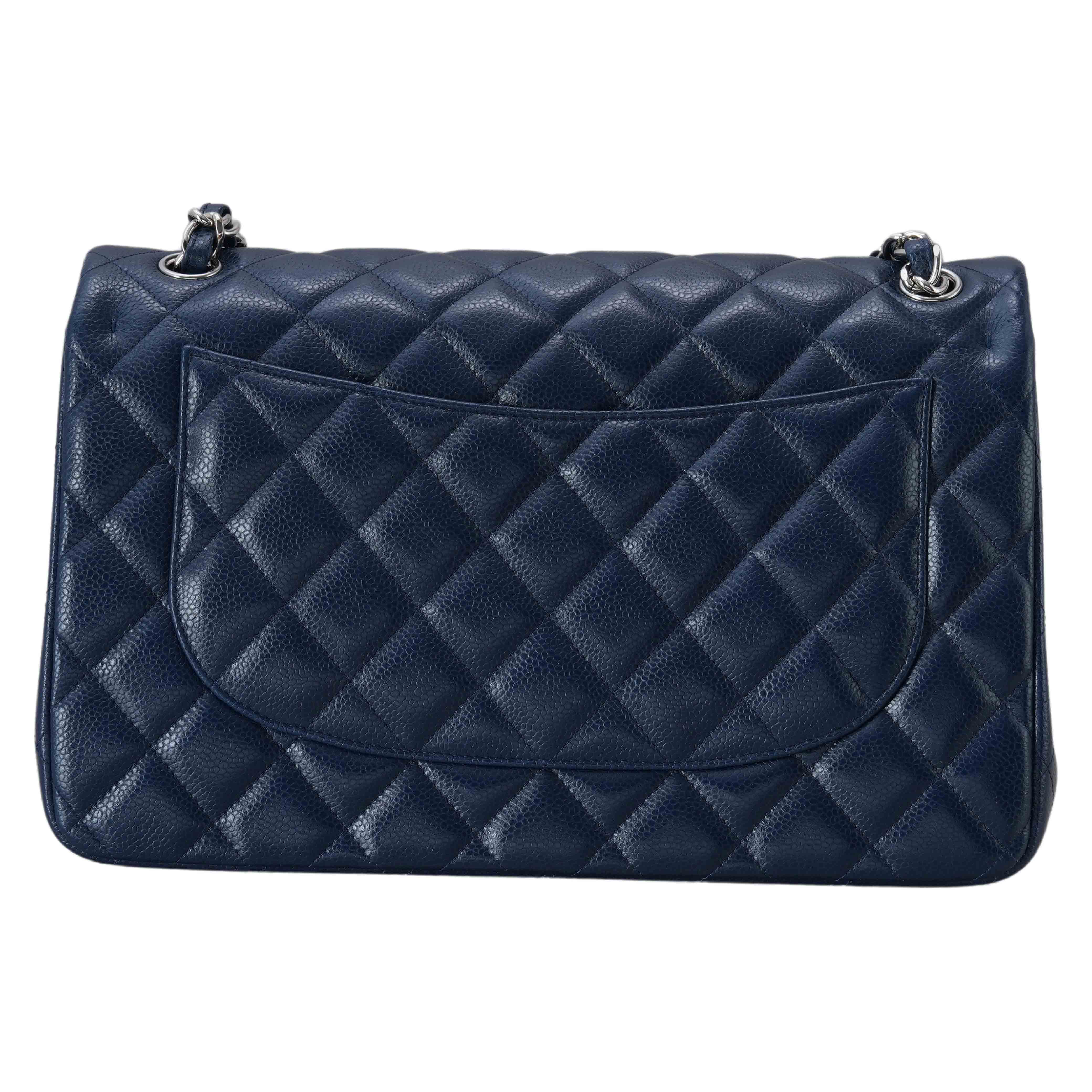 CHANEL(USED)샤넬 캐비어 클래식 라지 플랩백 네이비