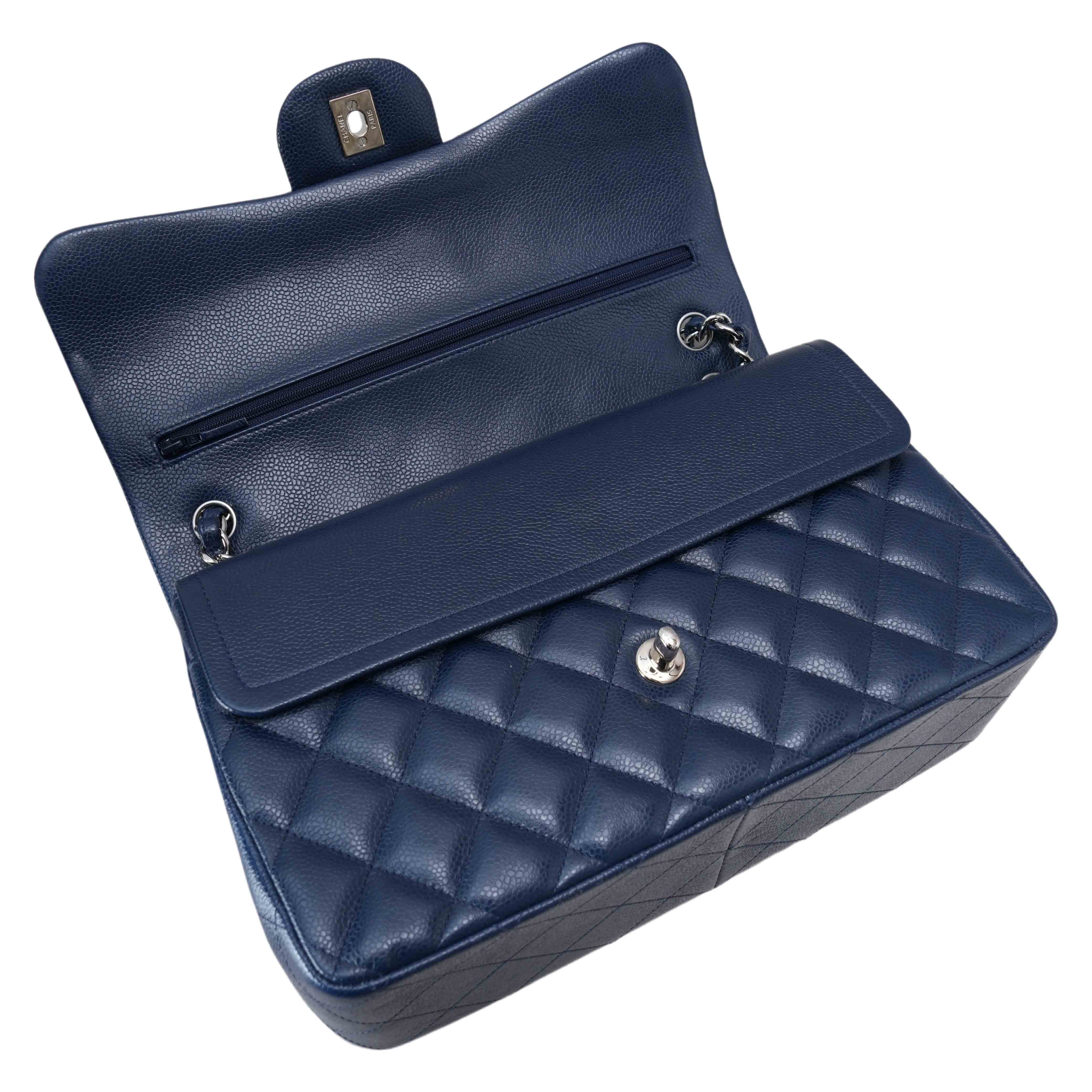 CHANEL(USED)샤넬 캐비어 클래식 라지 플랩백 네이비