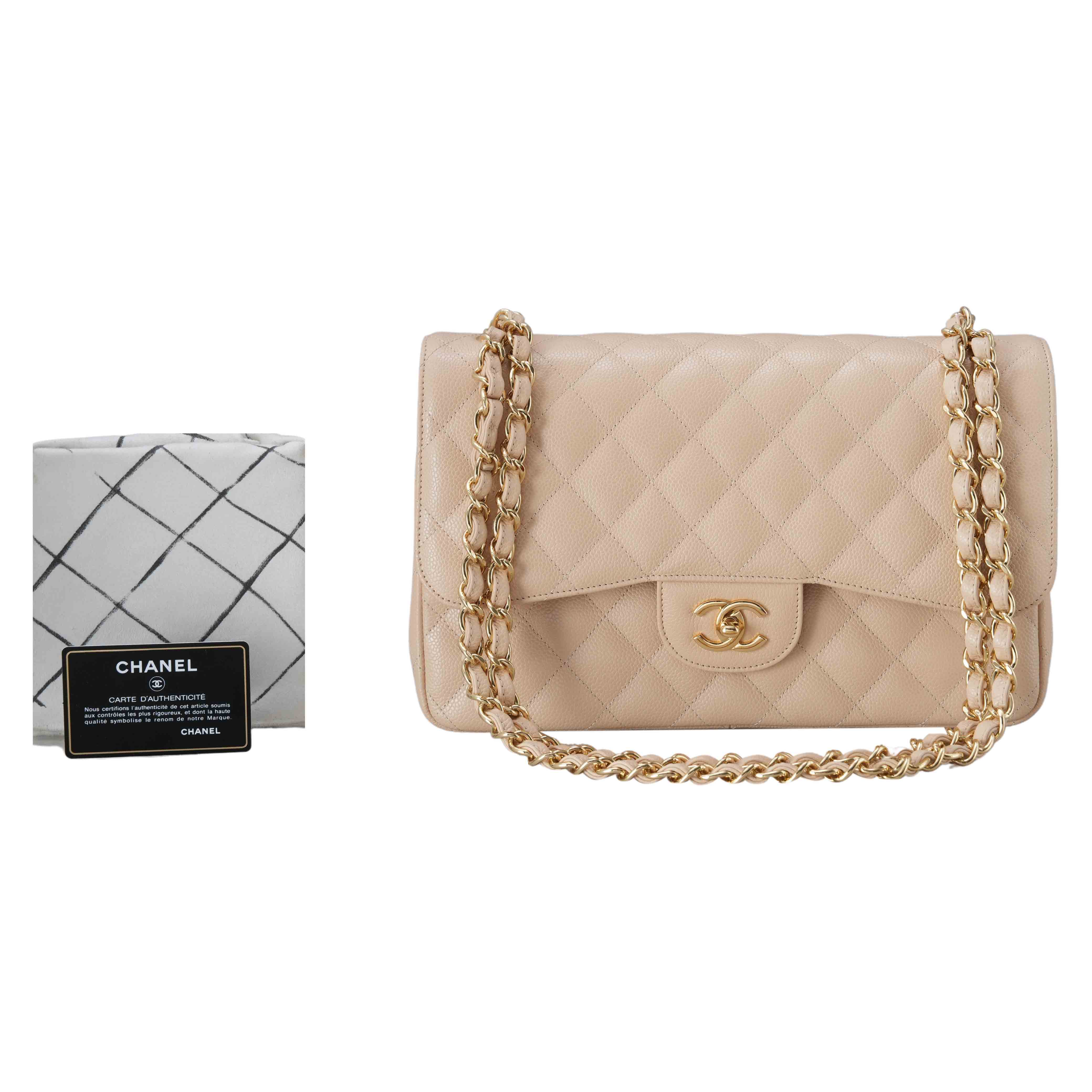 CHANEL(USED)샤넬 캐비어 클래식 라지 플랩백 파우더