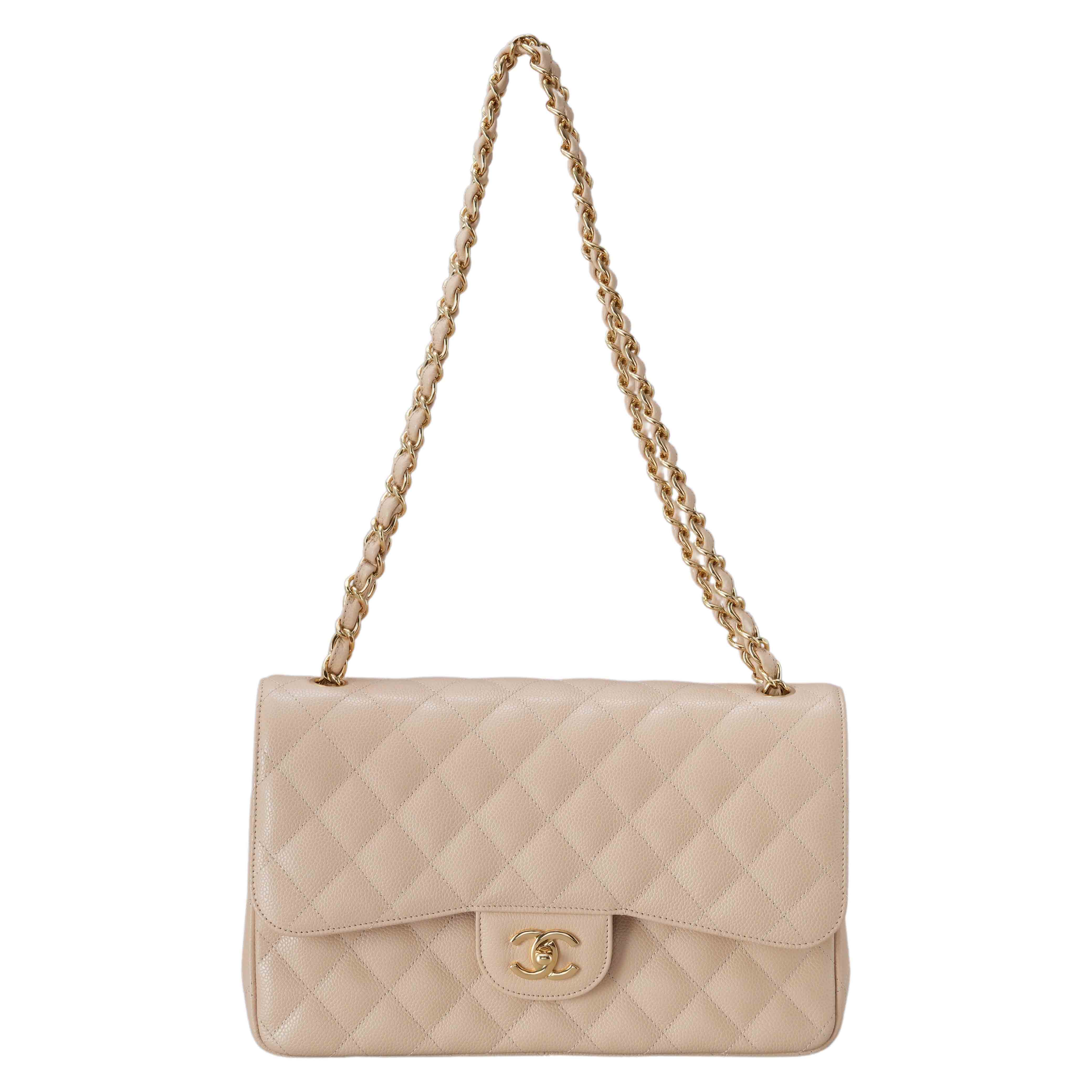 CHANEL(USED)샤넬 캐비어 클래식 라지 플랩백 파우더