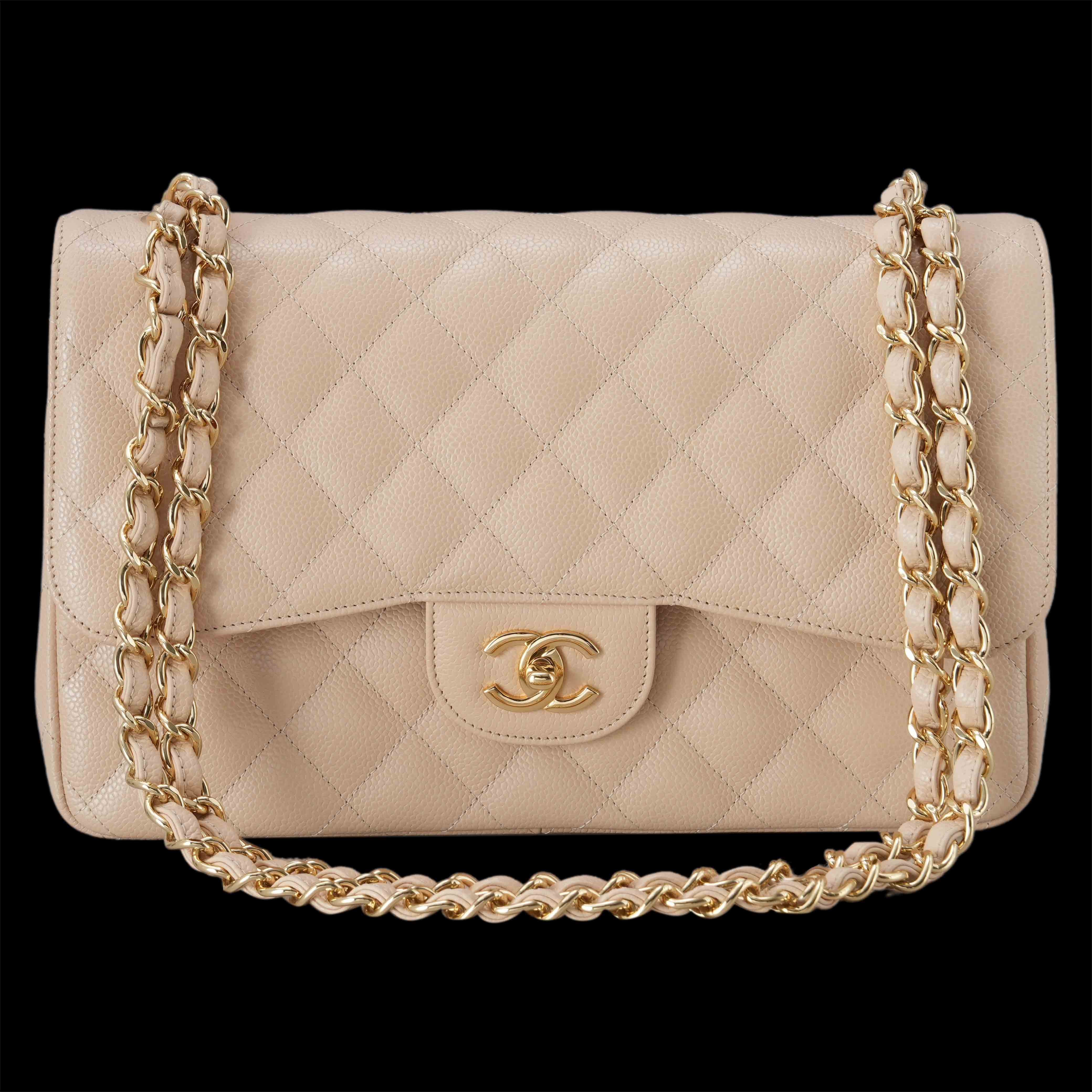 CHANEL(USED)샤넬 캐비어 클래식 라지 플랩백 파우더