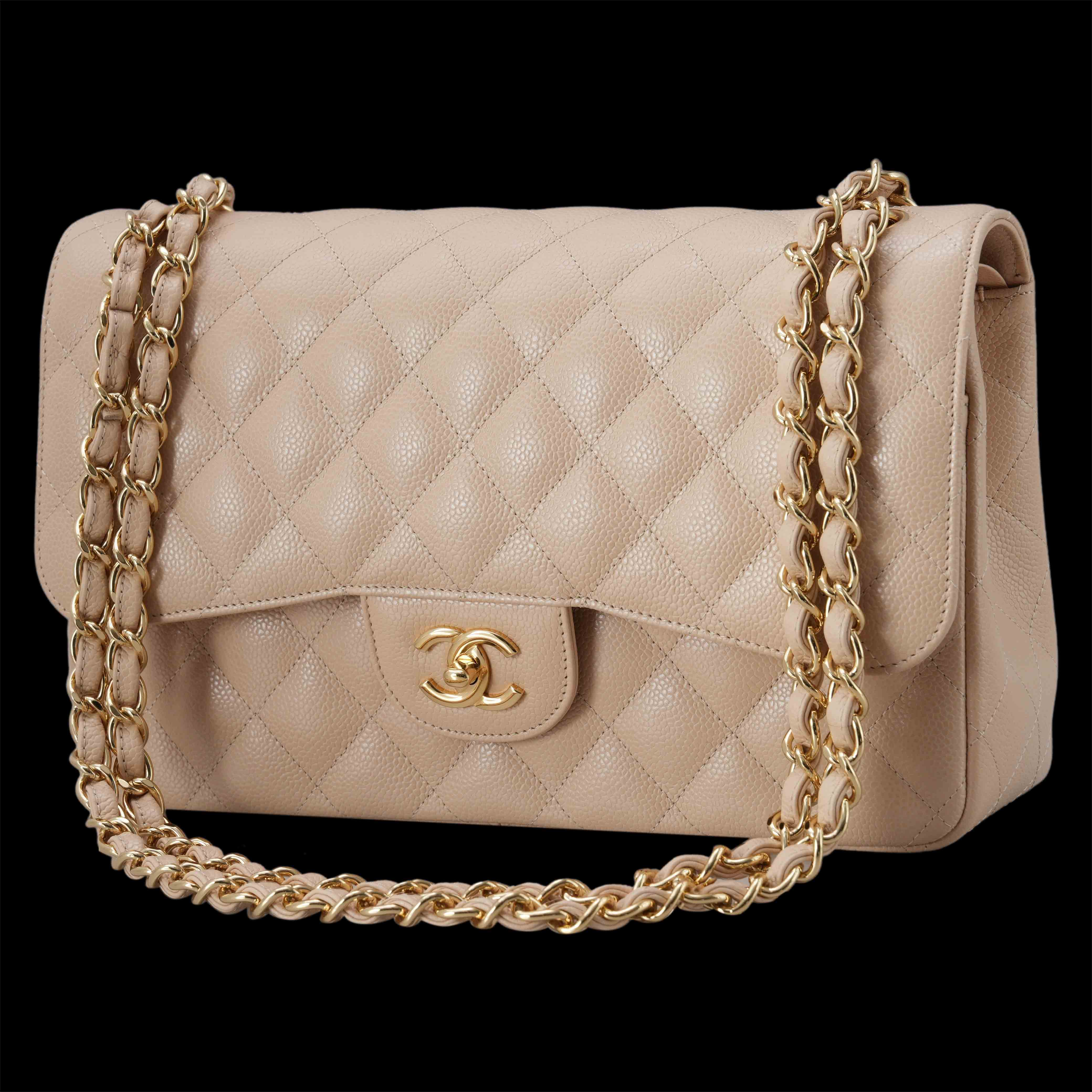 CHANEL(USED)샤넬 캐비어 클래식 라지 플랩백 파우더