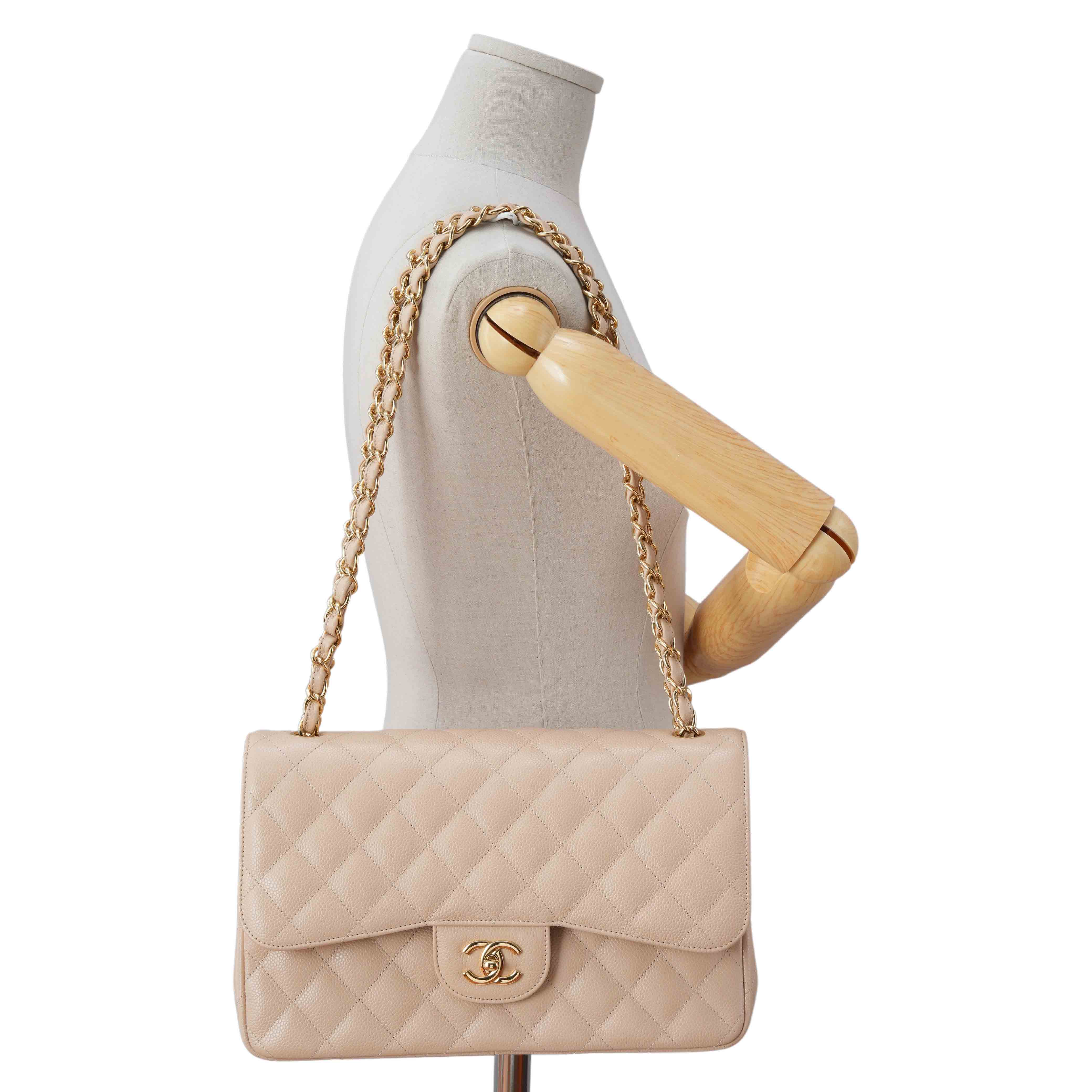 CHANEL(USED)샤넬 캐비어 클래식 라지 플랩백 파우더