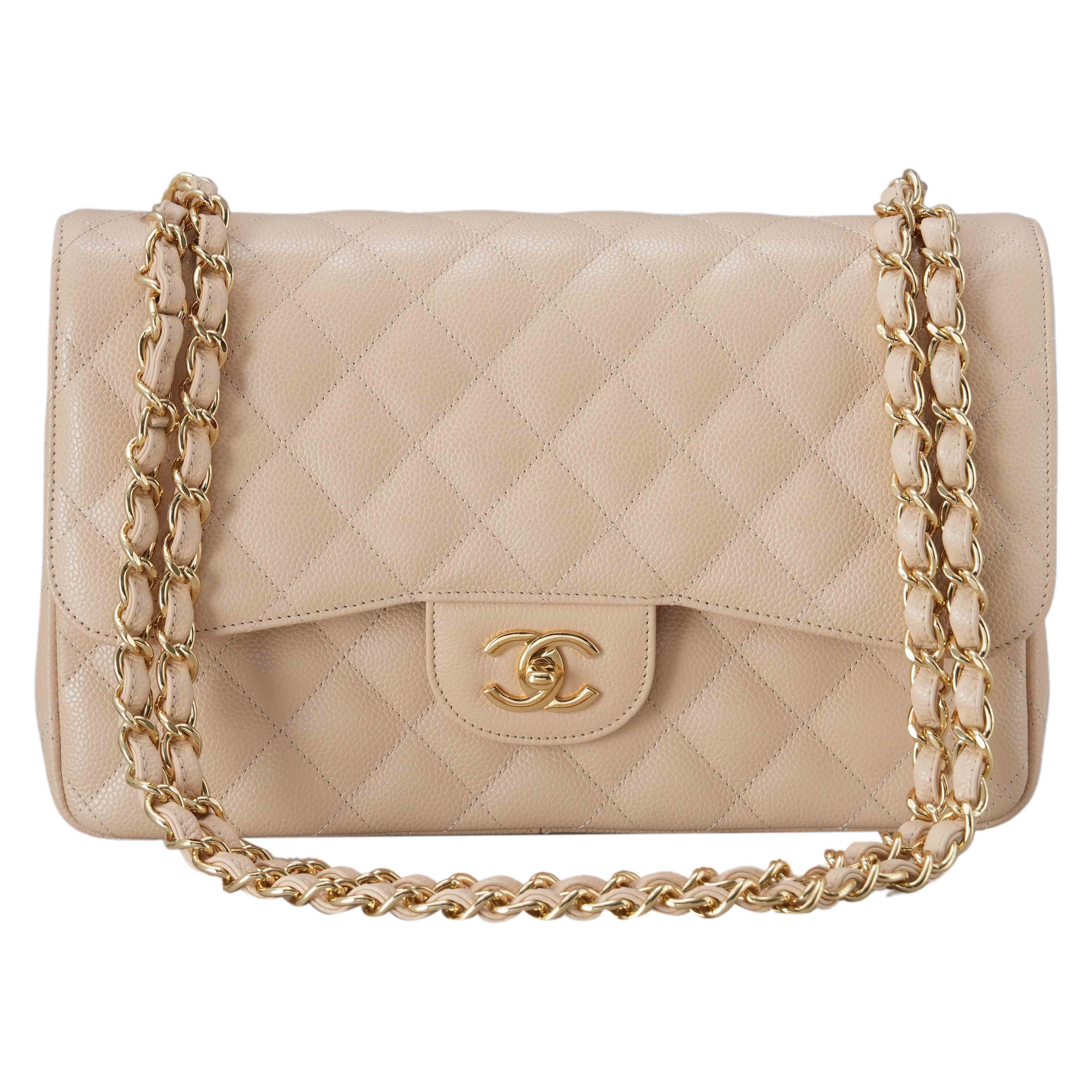 CHANEL(USED)샤넬 캐비어 클래식 라지 플랩백 파우더