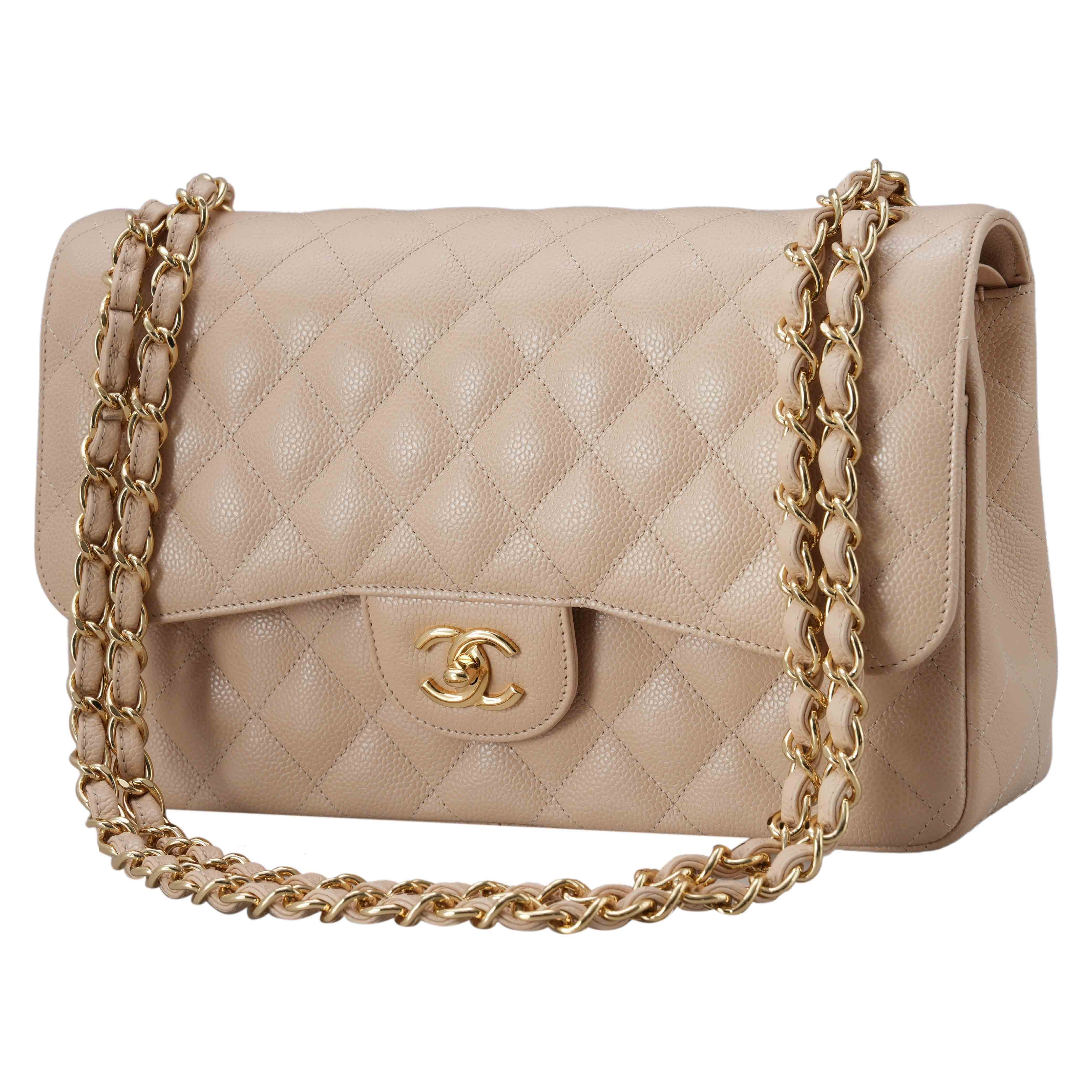CHANEL(USED)샤넬 캐비어 클래식 라지 플랩백 파우더