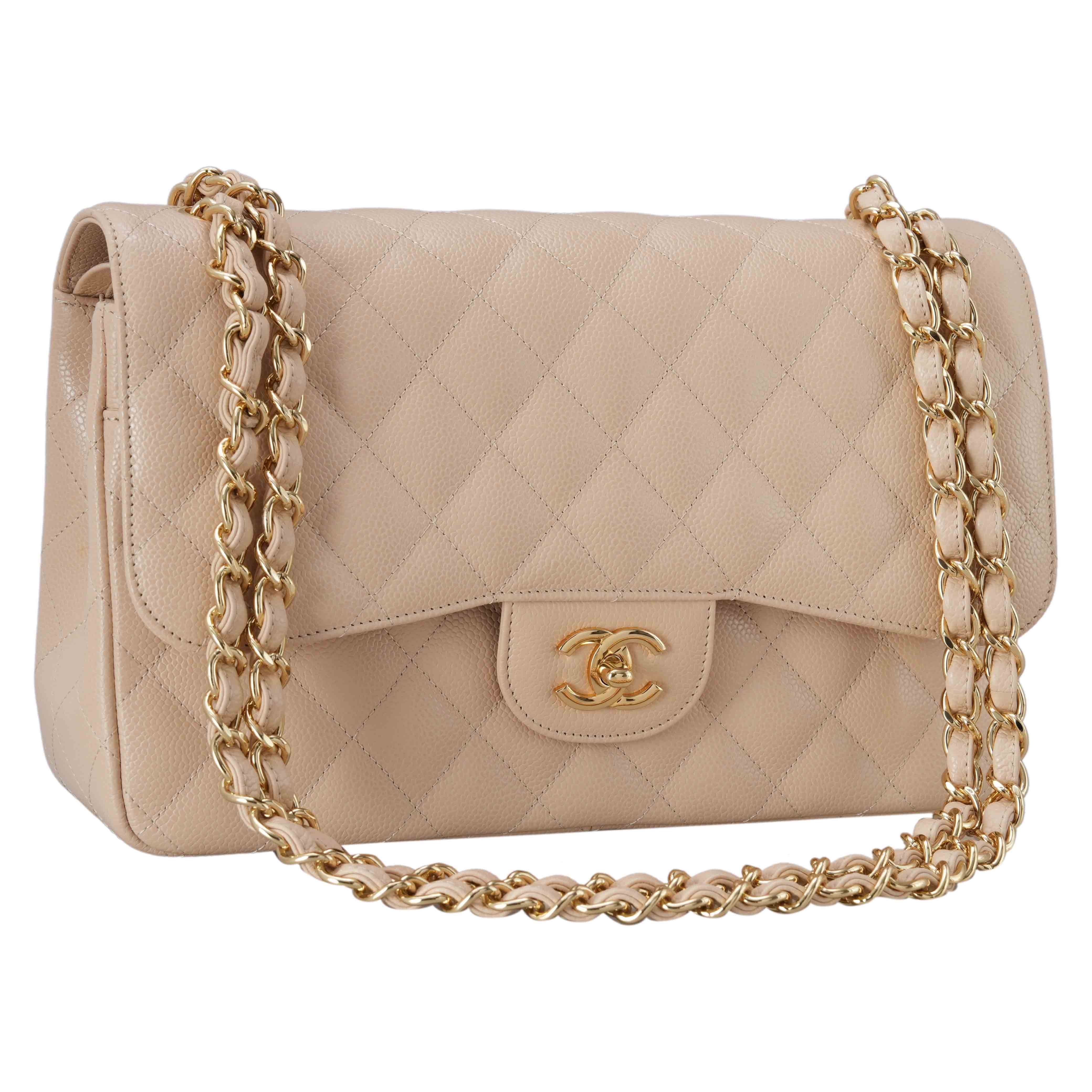 CHANEL(USED)샤넬 캐비어 클래식 라지 플랩백 파우더