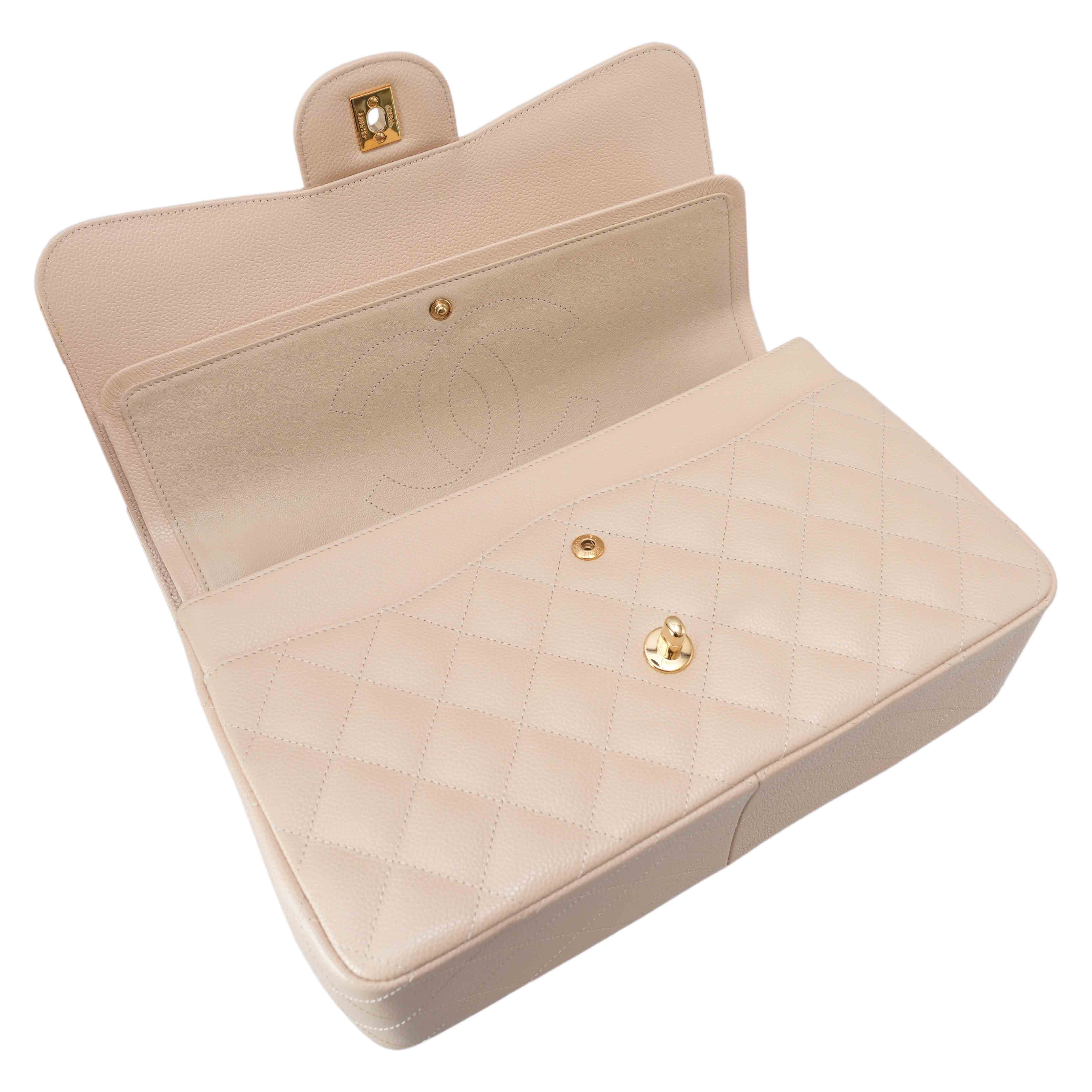 CHANEL(USED)샤넬 캐비어 클래식 라지 플랩백 파우더
