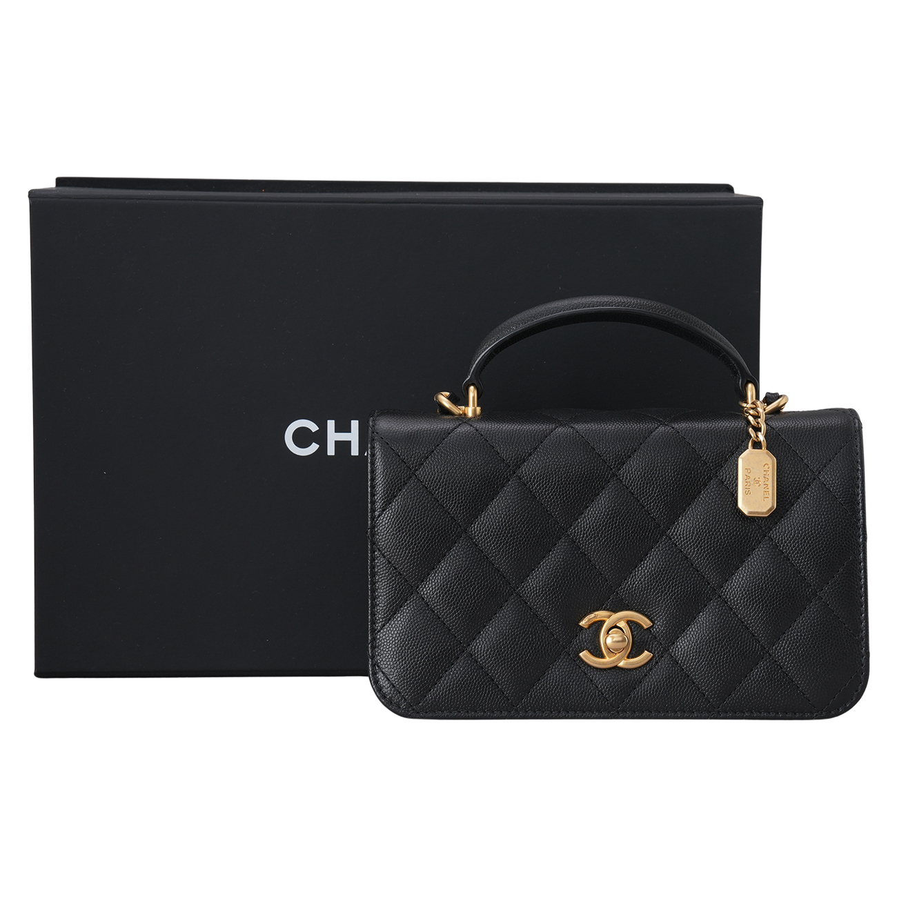 CHANEL(USED)샤넬 AS4284 시즌 캐비어 CC로고 탑핸들 미니백