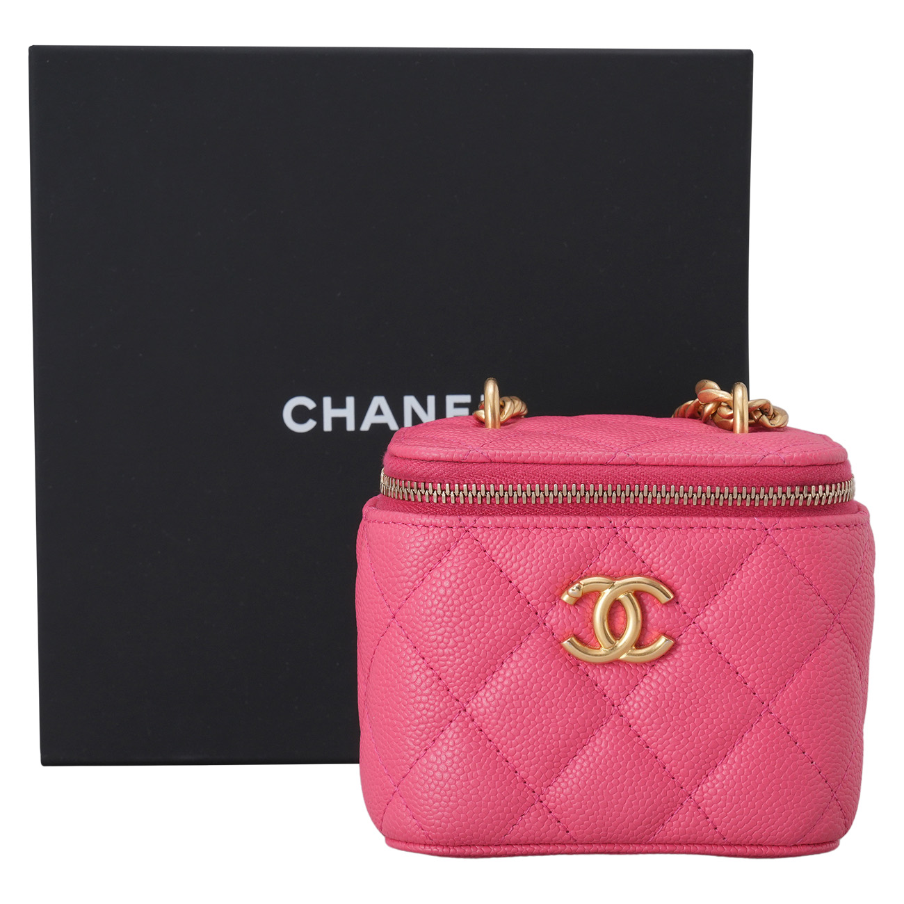 CHANEL(USED)샤넬 AP3203 캐비어 하트골든볼 정사각 미니 체인백