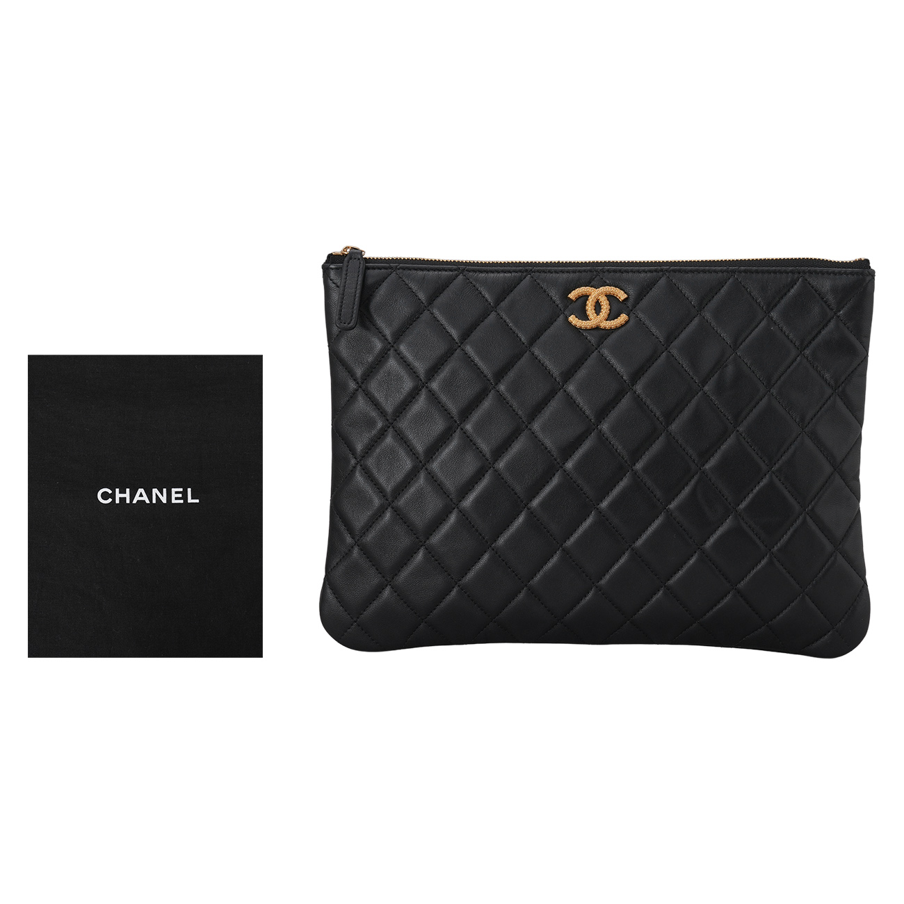 CHANEL(USED)샤넬 시즌 램스킨 클러치 뉴미듐