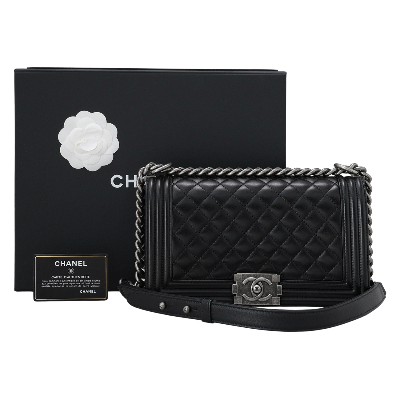 CHANEL(USED)샤넬 램스킨 보이샤넬 미듐