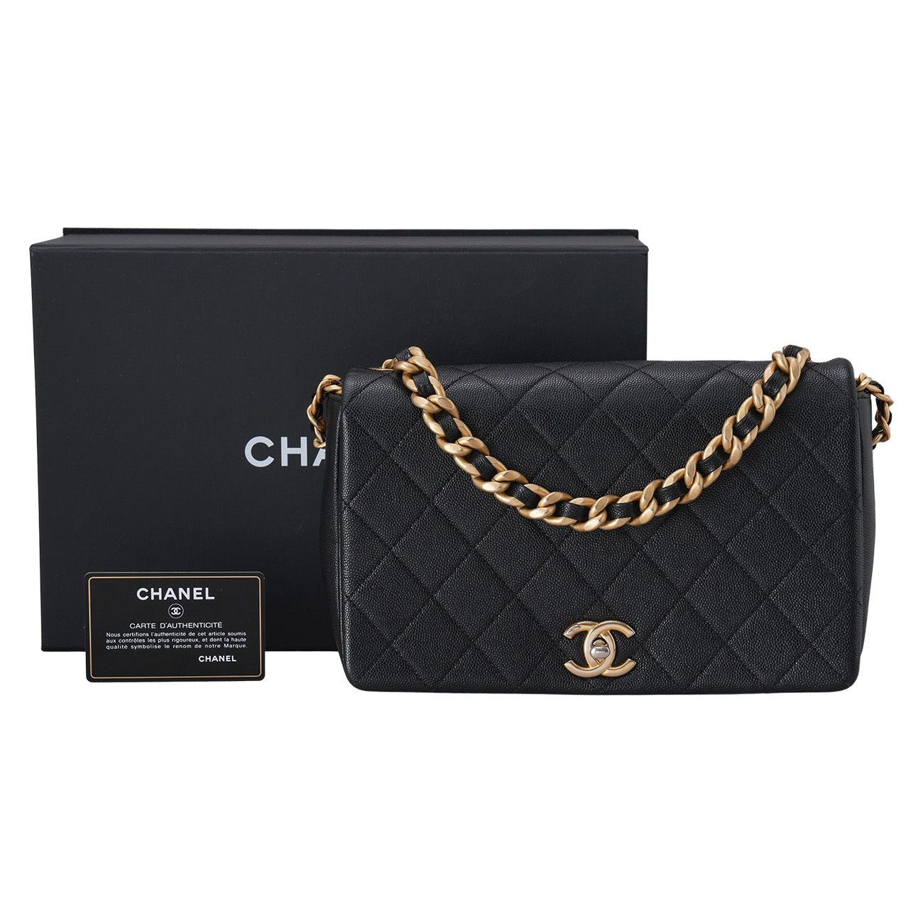 CHANEL(USED)샤넬 시즌 캐비어 체인 탑핸들 플랩백